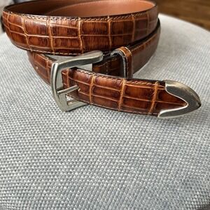 ALEXANDER JULIAN  EUC Brown Cowhide Belt Hand-Crafted in U.S.A.  36 /90